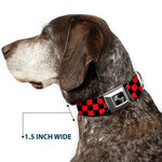 Dog Bone Seatbelt Buckle Collar - Checker Black/Red
