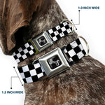 Black and White Checkered Dog Bone Seatbelt Buckle Collar