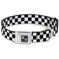Load image into Gallery viewer, Black and White Checkered Dog Bone Seatbelt Buckle Collar