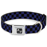 Dog Bone Seatbelt Buckle Collar - Checker Black/Blue