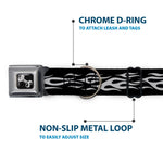 Dog Bone Seatbelt Buckle Collar - Flame Silver