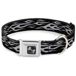 Dog Bone Seatbelt Buckle Collar - Flame Silver