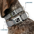 Load image into Gallery viewer, Dog Bone Black/Silver Seatbelt Buckle Collar - Metallic Silver