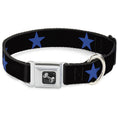 Load image into Gallery viewer, Dog Bone Seatbelt Buckle Collar - Star Black/Blue