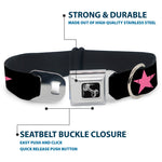 Dog Bone Seatbelt Buckle Collar - Star Black/Pink