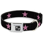 Dog Bone Seatbelt Buckle Collar - Star Black/Pink
