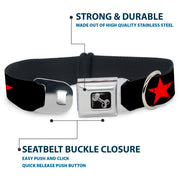 Dog Bone Seatbelt Buckle Collar - Star Black/Red