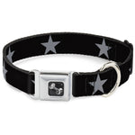 Dog Bone Seatbelt Buckle Collar - Star Black/Silver