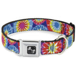 Dog Bone Seatbelt Buckle Collar - 70's Tie Dye