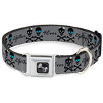 Dog Bone Seatbelt Buckle Collar - 2gether 4ever Skulls