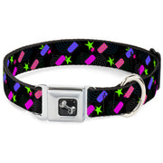 Dog Bone Seatbelt Buckle Collar - 3-D Glasses w/Stars Multi Color