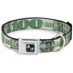 Dog Bone Seatbelt Buckle Collar - 100 Dollar Bill CLOSE-UP/Triple Benjamin