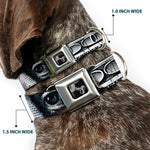 Dog Bone Seatbelt Buckle Collar - 100 Dollar Bill CLOSE-UP White/Black