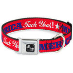 Dog Bone Seatbelt Buckle Collar - 'MERICA FUCK YEAH!/Star Red/Blue/White