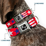Dog Bone Seatbelt Buckle Collar - 'MERICA Stripes/Stars Red/White/Blue