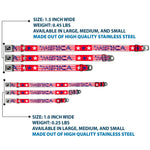 Dog Bone Seatbelt Buckle Collar - 'MERICA Stripes/Stars Red/White/Blue