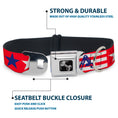 Load image into Gallery viewer, Dog Bone Seatbelt Buckle Collar - 'MERICA Stripes/Stars Red/White/Blue