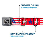 Dog Bone Seatbelt Buckle Collar - 'MERICA Stripes/Stars Red/White/Blue