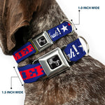 Dog Bone Seatbelt Buckle Collar - 'MERICA FUCK YEAH!/Star Blue/Red/White