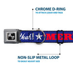 Dog Bone Seatbelt Buckle Collar - 'MERICA FUCK YEAH!/Star Blue/Red/White