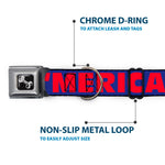 Dog Bone Seatbelt Buckle Collar - 'MERICA/Star Blue/Red/White