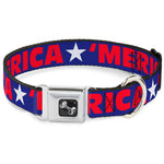 Dog Bone Seatbelt Buckle Collar - 'MERICA/Star Blue/Red/White