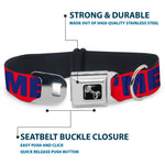 Dog Bone Seatbelt Buckle Collar - 'MERICA/Star Red/Blue/White