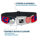 Dog Bone Seatbelt Buckle Collar - 'MERICA/US Flag Red/Blue/White