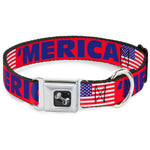 Dog Bone Seatbelt Buckle Collar - 'MERICA/US Flag Red/Blue/White