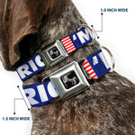 Dog Bone Seatbelt Buckle Collar - 'MERICA/US Flag Blue/White/Red