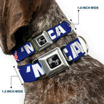 Dog Bone Seatbelt Buckle Collar - 'MERICA/USA Silhouette Blue/White/US Flag