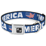 Dog Bone Seatbelt Buckle Collar - 'MERICA/USA Silhouette Blue/White/US Flag