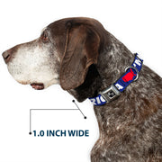 Dog Bone Seatbelt Buckle Collar - 'MERICA/USA Silhouette Blue/White/Red