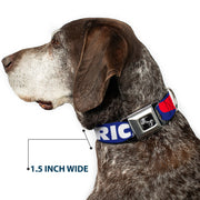 Dog Bone Seatbelt Buckle Collar - 'MERICA/USA Silhouette Blue/White/Red
