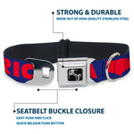Dog Bone Seatbelt Buckle Collar - 'MERICA/USA Silhouette Blue/Red