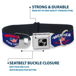 Dog Bone Seatbelt Buckle Collar - 'MERICA FUCK YEAH!/USA Silhouette Blue/White/Red/US Flag