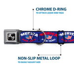 Dog Bone Seatbelt Buckle Collar - 'MERICA FUCK YEAH!/USA Silhouette Blue/White/Red/US Flag