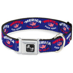 Dog Bone Seatbelt Buckle Collar - 'MERICA FUCK YEAH!/USA Silhouette Blue/White/Red/US Flag