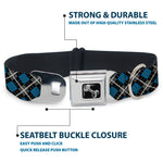 Dog Bone Seatbelt Buckle Collar - Argyle Black/Gray/Turquoise