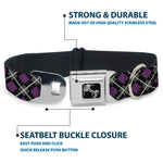 Dog Bone Seatbelt Buckle Collar - Argyle Black/Gray/Purple