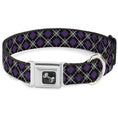 Load image into Gallery viewer, Dog Bone Seatbelt Buckle Collar - Argyle Black/Gray/Purple