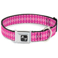 Load image into Gallery viewer, Dog Bone Seatbelt Buckle Collar - Argyle Pink/Fuchsia/Blue