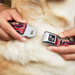 Dog Bone Seatbelt Buckle Collar - Angry Bunnies CLOSE-UP Purple/Red/Blue