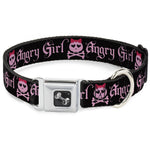 Dog Bone Seatbelt Buckle Collar - Angry Girl Black/Pink