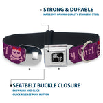 Dog Bone Seatbelt Buckle Collar - Angry Girl Purple/Pink