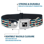 Dog Bone Seatbelt Buckle Collar - Anchors w/Stripes White/Blue/Red