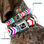 Dog Bone Seatbelt Buckle Collar - Arrows White/Multi Color