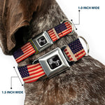 Dog Bone Seatbelt Buckle Collar - American Flag Weathered Color Repeat