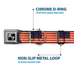 Dog Bone Seatbelt Buckle Collar - American Flag Weathered Color Repeat