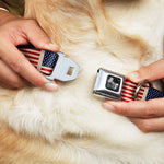 Dog Bone Seatbelt Buckle Collar - American Flag Weathered Color Repeat